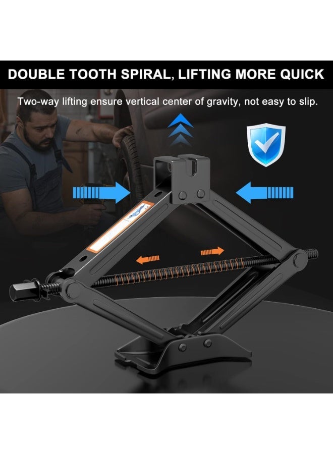 رافعة مقصية للسيارة 2 طن (4409 رطل)، طقم رافعة سيارة للخدمة الشاقة، رافعة خدمة الرفع السريع مع تصميم هزاز موفر للجهد، رافعة إطارات سيارة للسيارات/سيارات الدفع الرباعي/سيارات الدفع الرباعي - Image 5